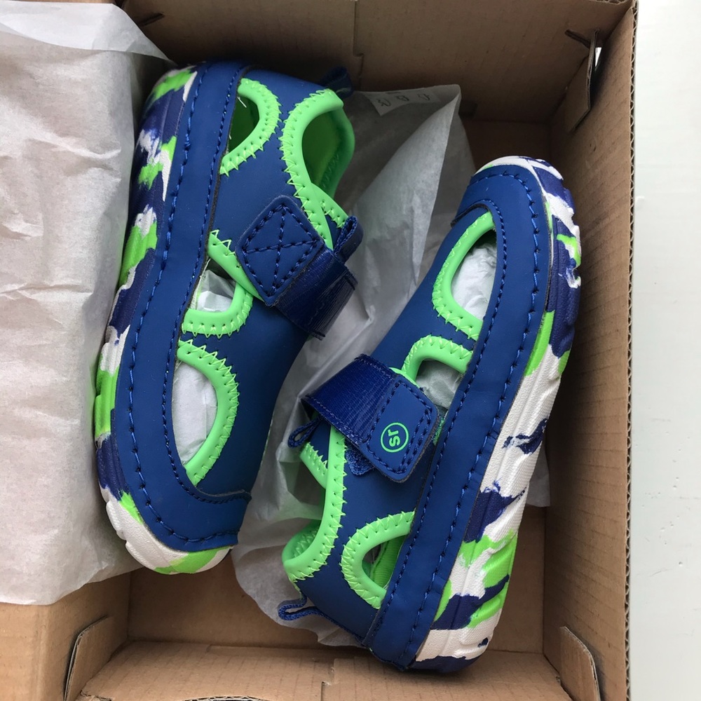 Stride Rite Blue Green Splash Shoes Size 5